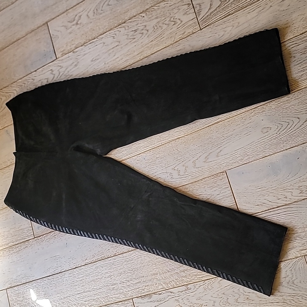 🖤 Vintage leather pants womens size 14 in black with whipstitch trim